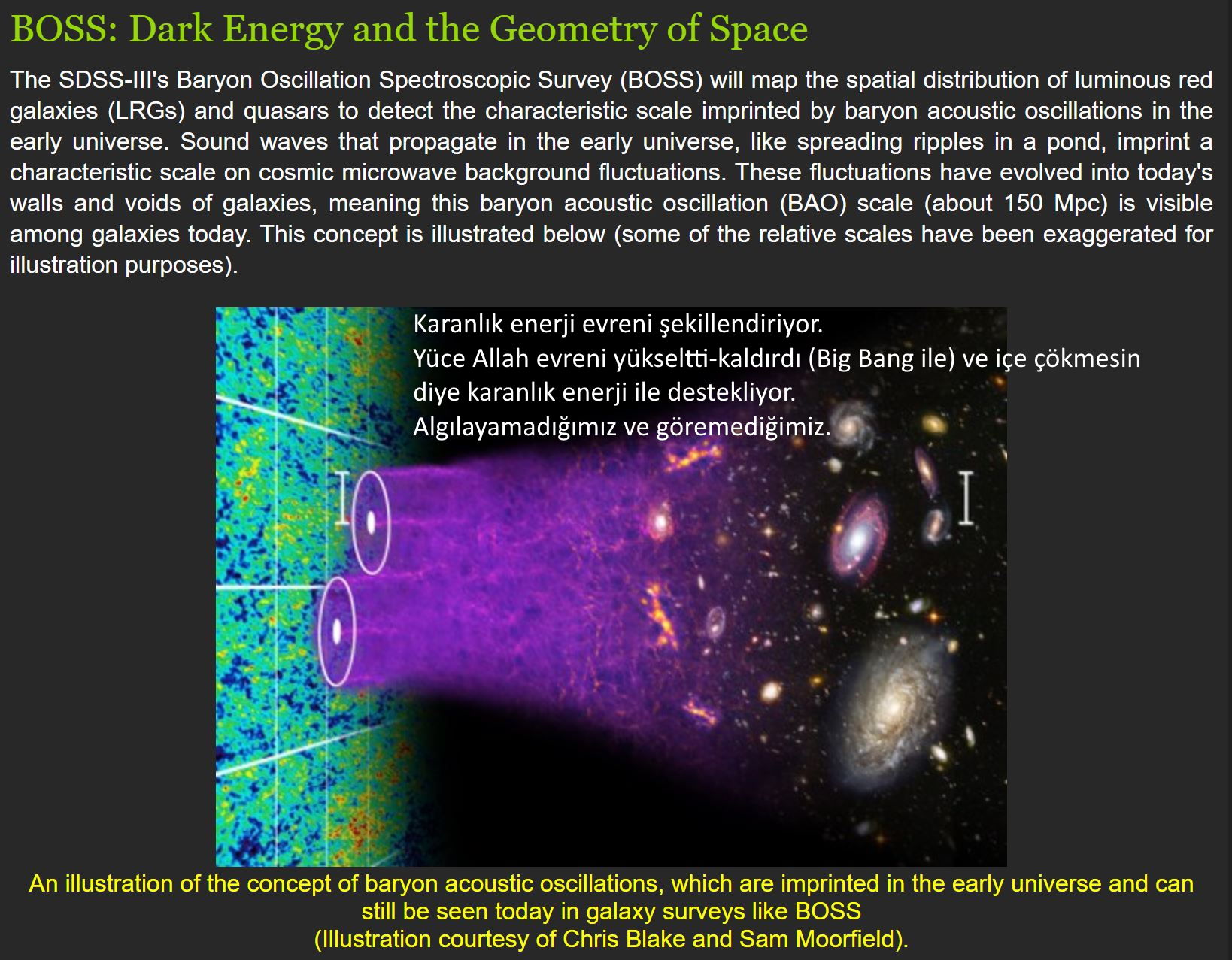 karanlik enerji evren kuran mucizeler evrenin genislemesi desteklenmesi yukseltilmesi